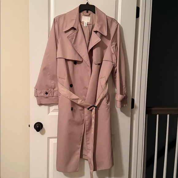 H&M Tan Trench Coat Classic Double-Breasted - Picture 2 of 7